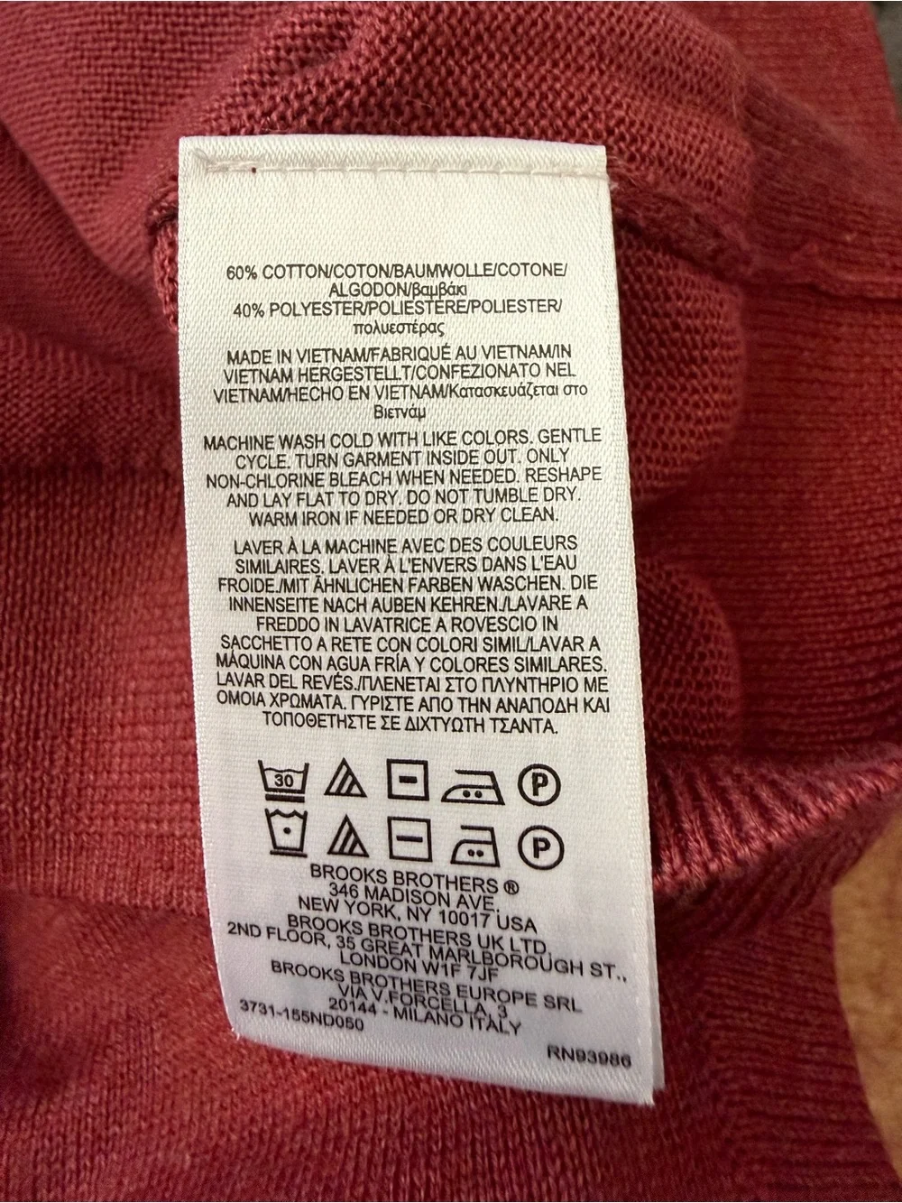 Brooks Brothers Men's Rust Orange Full-Zip Sleeveless Sweater Vest